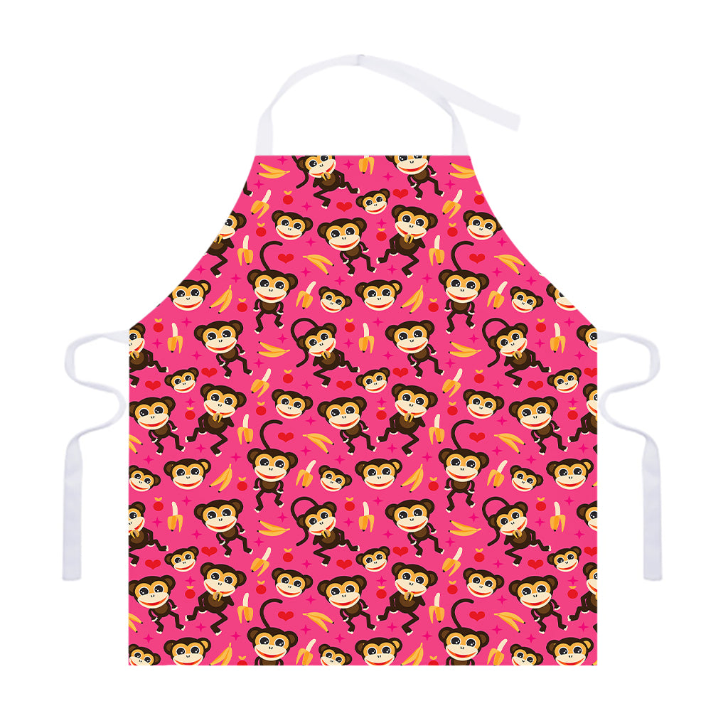Monkey And Banana Pattern Print Adjustable Apron