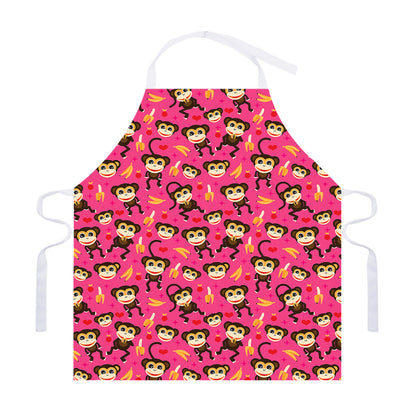 Monkey And Banana Pattern Print Adjustable Apron