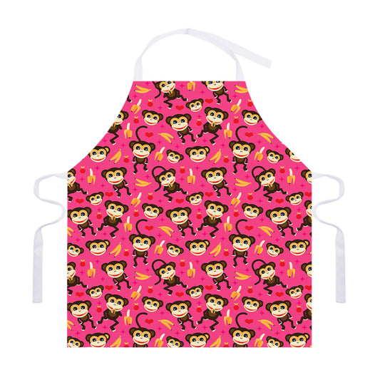 Monkey And Banana Pattern Print Adjustable Apron