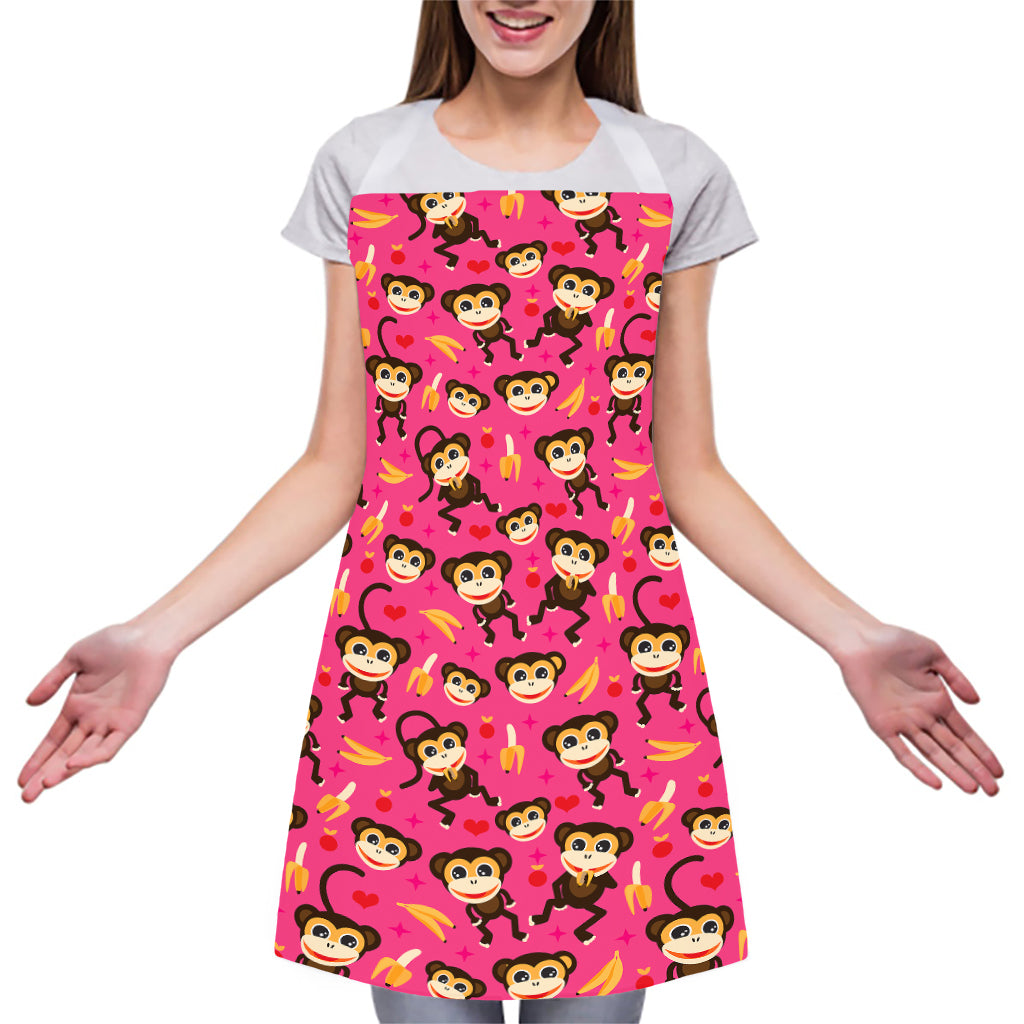 Monkey And Banana Pattern Print Adjustable Apron