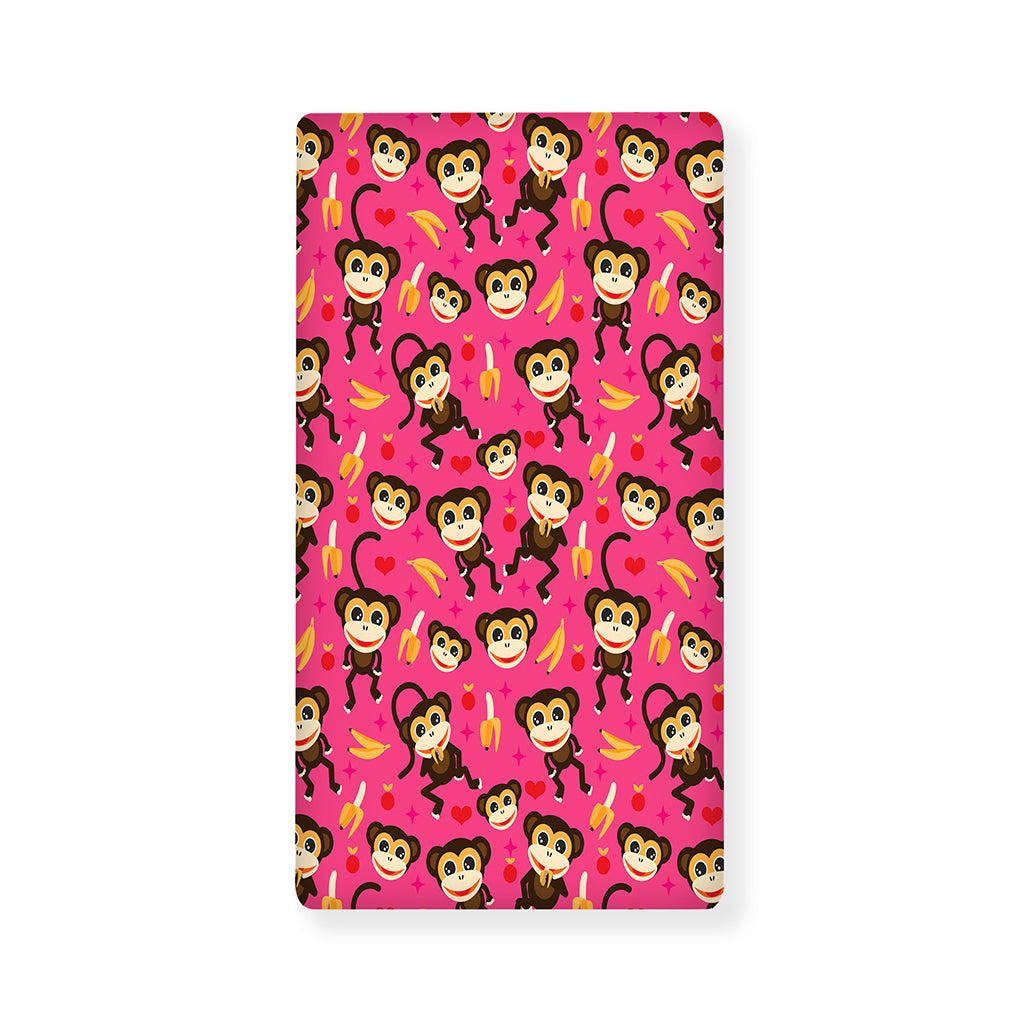 Monkey And Banana Pattern Print Baby Crib Sheet
