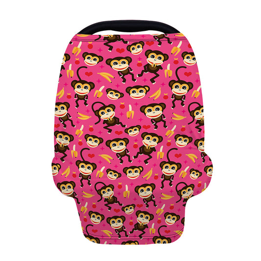 Monkey And Banana Pattern Print Baby Seat Cover