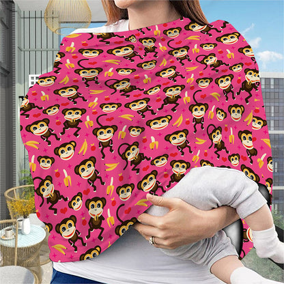 Monkey And Banana Pattern Print Baby Seat Cover