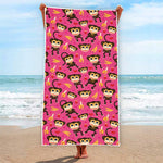 Monkey And Banana Pattern Print Beach Towel