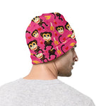 Monkey And Banana Pattern Print Beanie