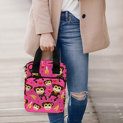 Monkey And Banana Pattern Print Bible Tote Bag