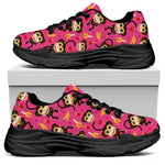 Monkey And Banana Pattern Print Black Chunky Shoes