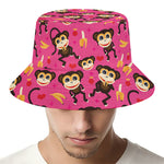 Monkey And Banana Pattern Print Bucket Hat