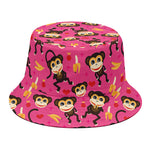 Monkey And Banana Pattern Print Bucket Hat