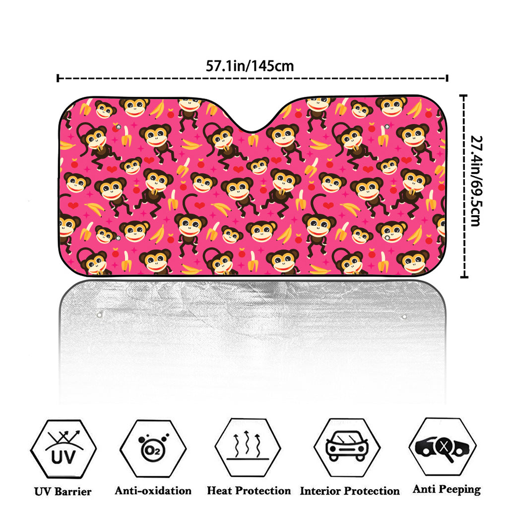 Monkey And Banana Pattern Print Car Windshield Sun Shade