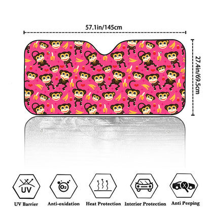 Monkey And Banana Pattern Print Car Windshield Sun Shade