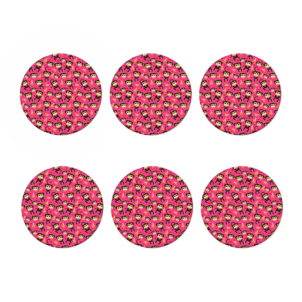 Monkey And Banana Pattern Print Coaster Set
