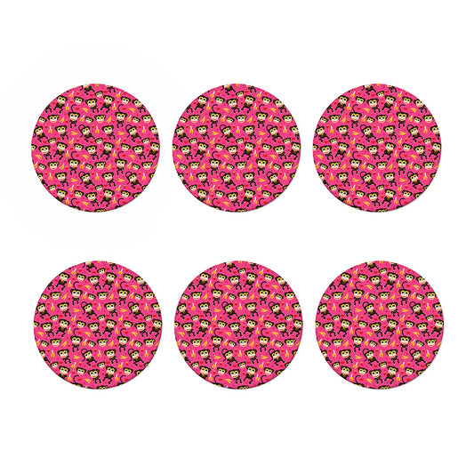 Monkey And Banana Pattern Print Coaster Set