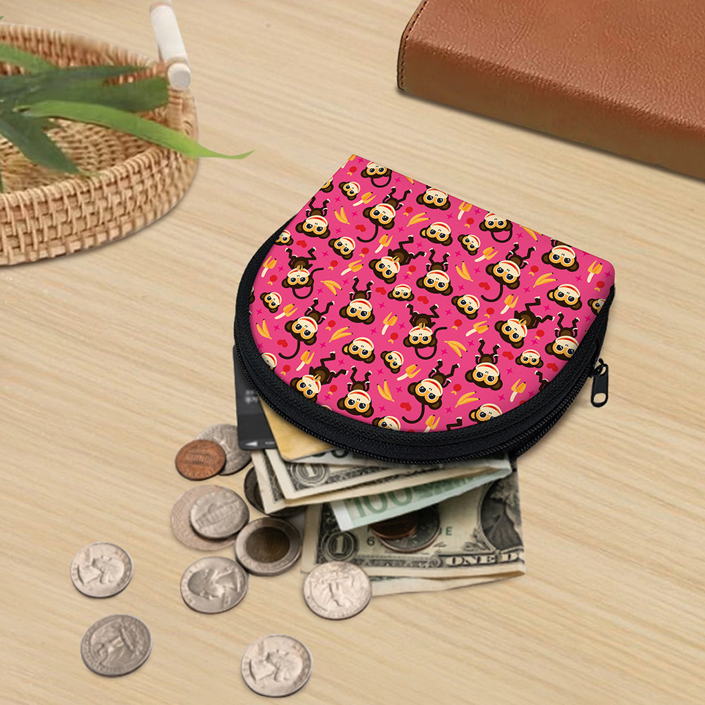 Monkey And Banana Pattern Print Coin Purse