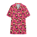 Monkey And Banana Pattern Print Cotton Hawaiian Shirt