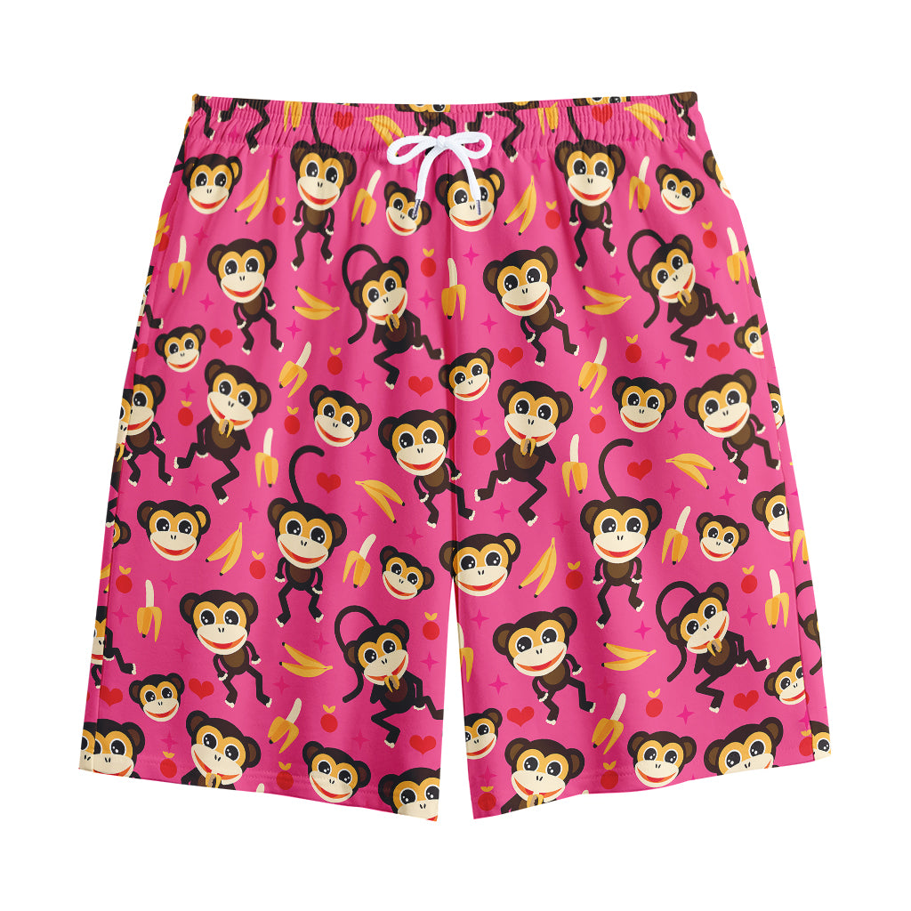 Monkey And Banana Pattern Print Cotton Shorts