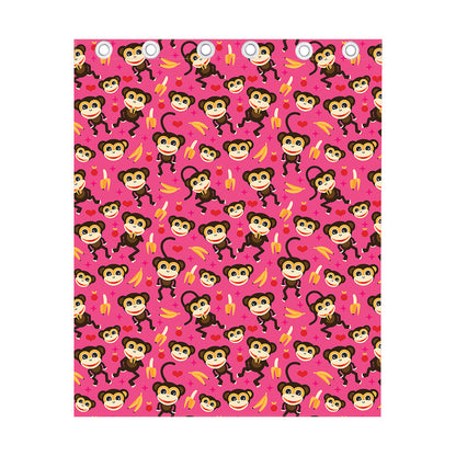 Monkey And Banana Pattern Print Curtain