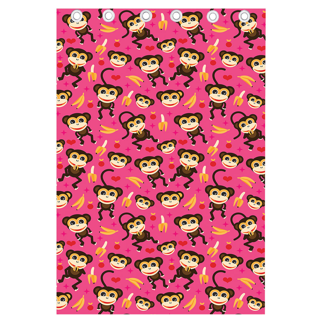 Monkey And Banana Pattern Print Curtain