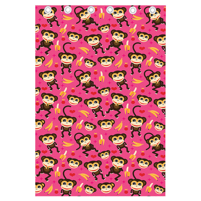 Monkey And Banana Pattern Print Curtain