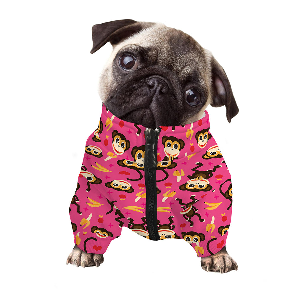 Monkey And Banana Pattern Print Dog Zip Up Jacket