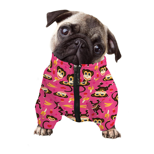 Monkey And Banana Pattern Print Dog Zip Up Jacket