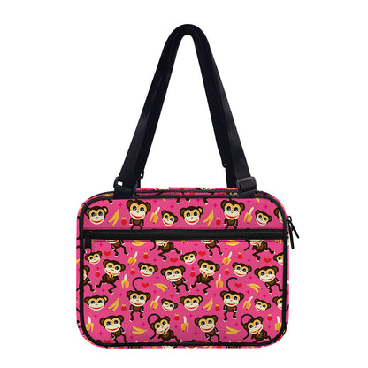 Monkey And Banana Pattern Print Double Strap Bible Bag