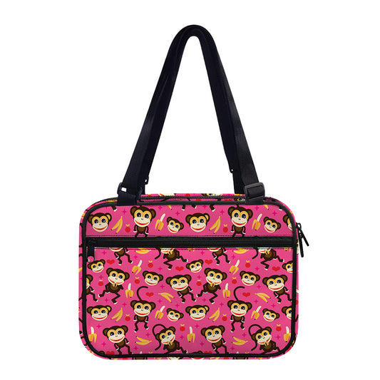 Monkey And Banana Pattern Print Double Strap Bible Bag