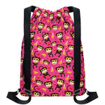 Monkey And Banana Pattern Print Drawstring Backpack