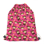 Monkey And Banana Pattern Print Drawstring Bag