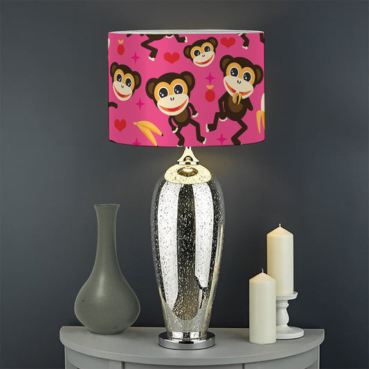 Monkey And Banana Pattern Print Drum Lamp Shade
