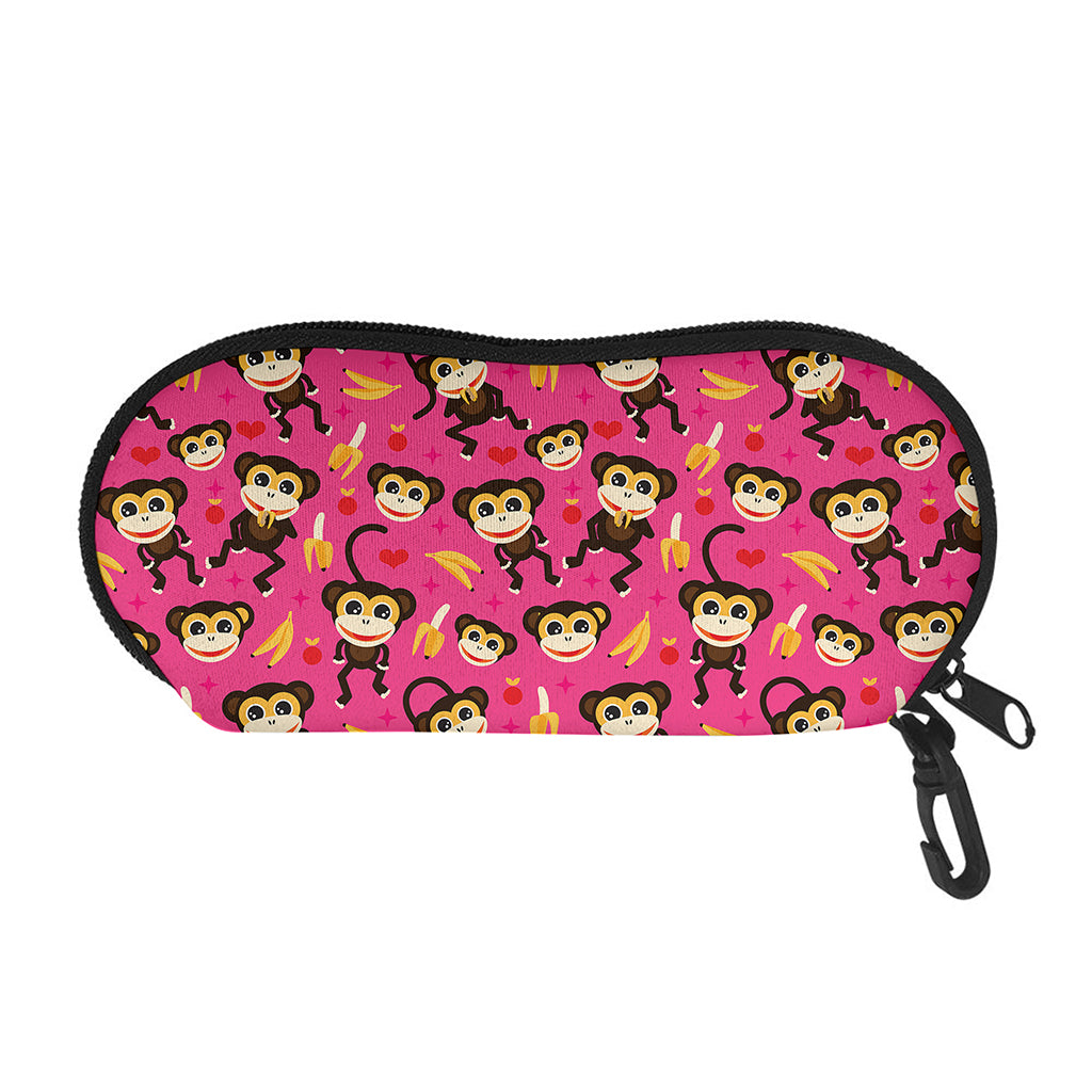 Monkey And Banana Pattern Print Glasses Case
