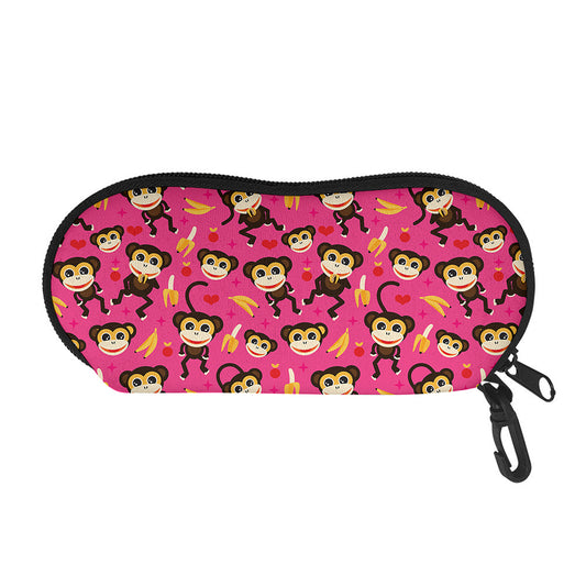 Monkey And Banana Pattern Print Glasses Case