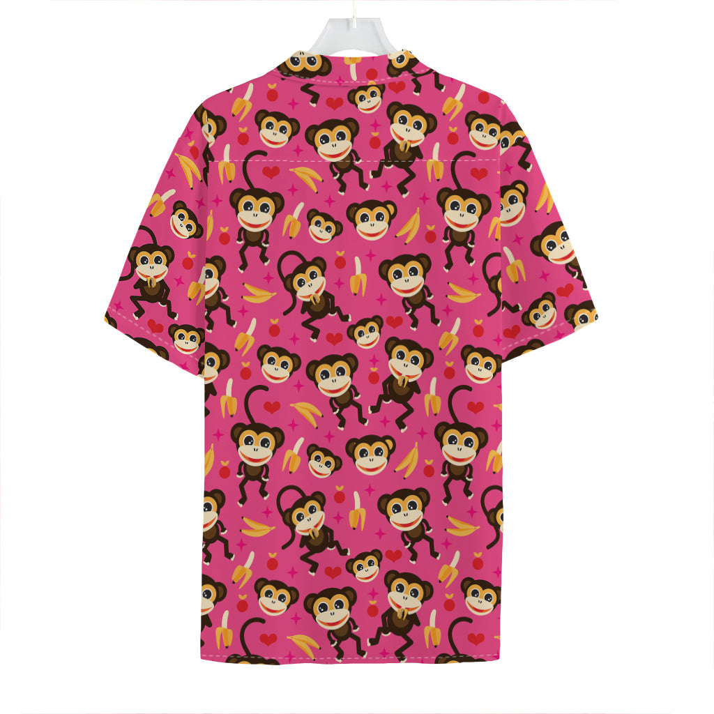 Monkey And Banana Pattern Print Hawaiian Shirt
