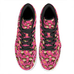 Monkey And Banana Pattern Print High Top Leather Sneakers