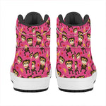 Monkey And Banana Pattern Print High Top Leather Sneakers