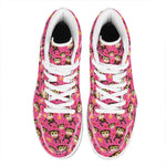 Monkey And Banana Pattern Print High Top Leather Sneakers