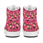 Monkey And Banana Pattern Print High Top Leather Sneakers