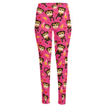 Monkey And Banana Pattern Print High-Waisted Pocket Leggings
