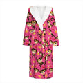 Monkey And Banana Pattern Print Hooded Bathrobe