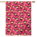 Monkey And Banana Pattern Print House Flag
