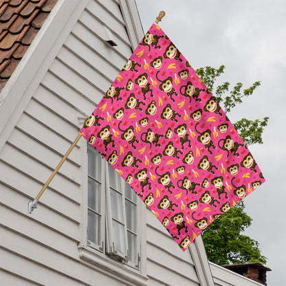 Monkey And Banana Pattern Print House Flag