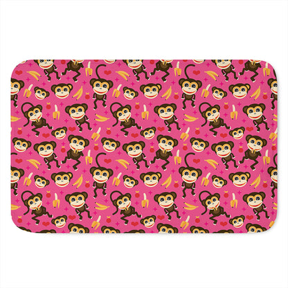 Monkey And Banana Pattern Print Indoor Door Mat