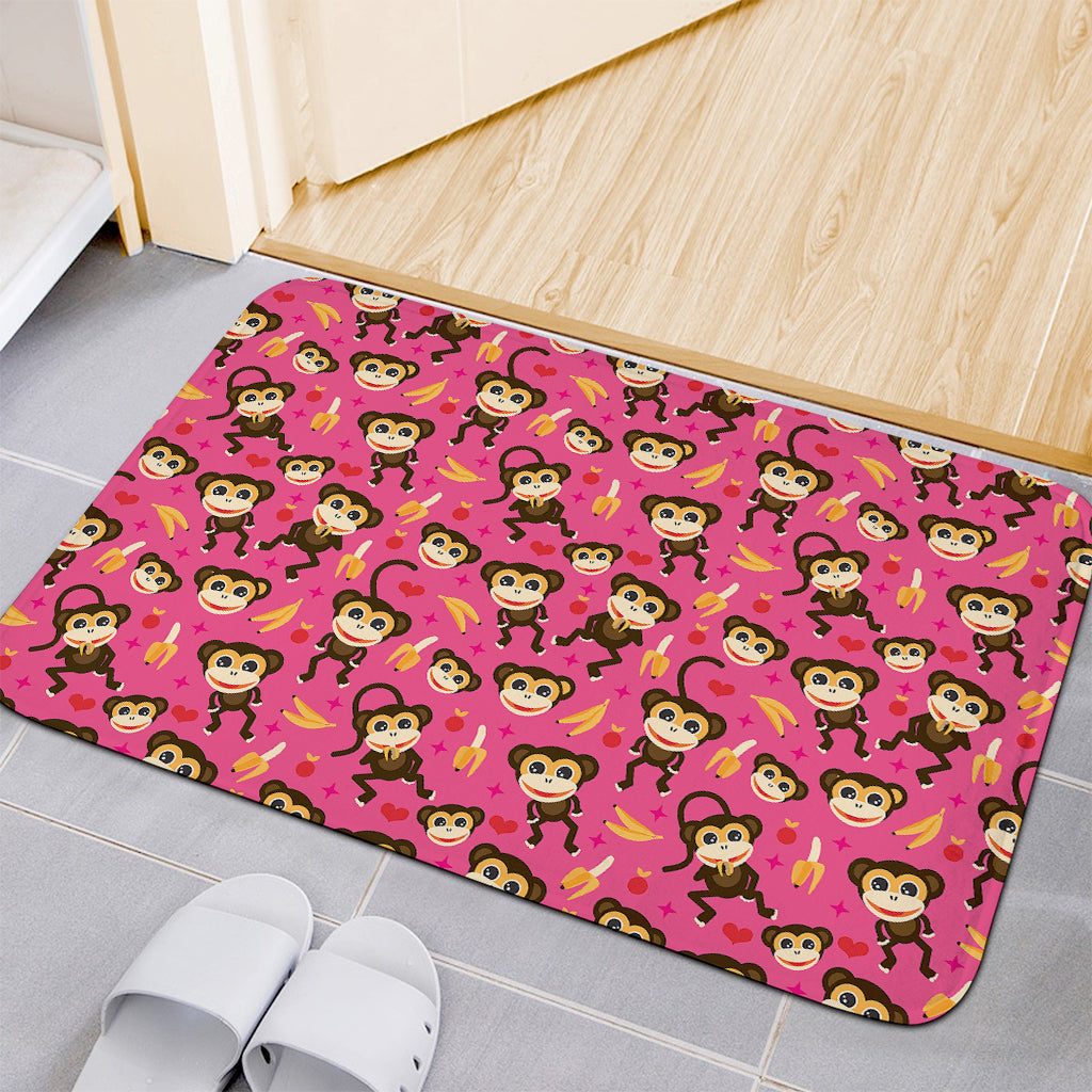 Monkey And Banana Pattern Print Indoor Door Mat
