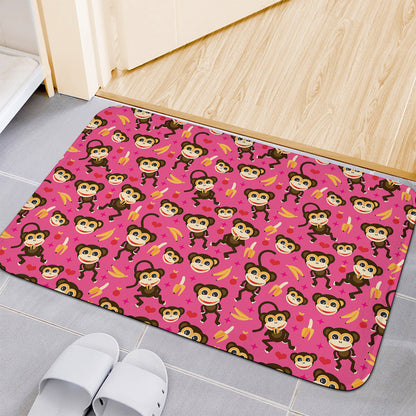 Monkey And Banana Pattern Print Indoor Door Mat