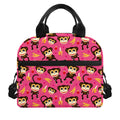 Monkey And Banana Pattern Print Insulated Lunch Bag