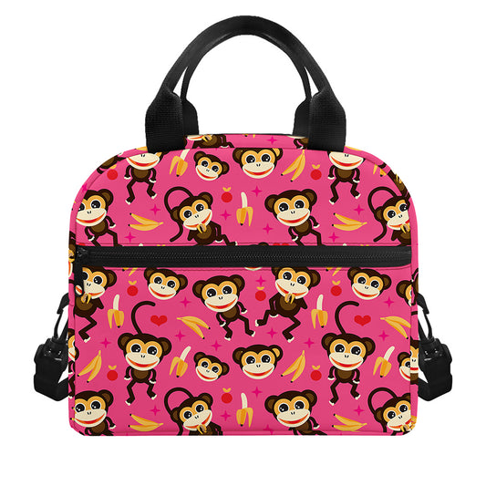 Monkey And Banana Pattern Print Insulated Lunch Bag