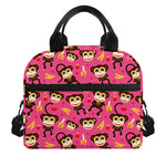 Monkey And Banana Pattern Print Insulated Lunch Bag