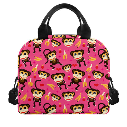 Monkey And Banana Pattern Print Insulated Lunch Bag