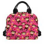Monkey And Banana Pattern Print Insulated Lunch Bag