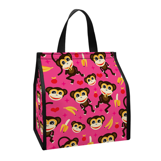 Monkey And Banana Pattern Print Insulated Lunch Tote